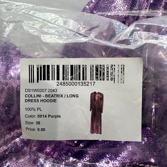 Collini Milano 1937 Beatrix Hoodie Long Dress in Purple - Picture 8 of 9